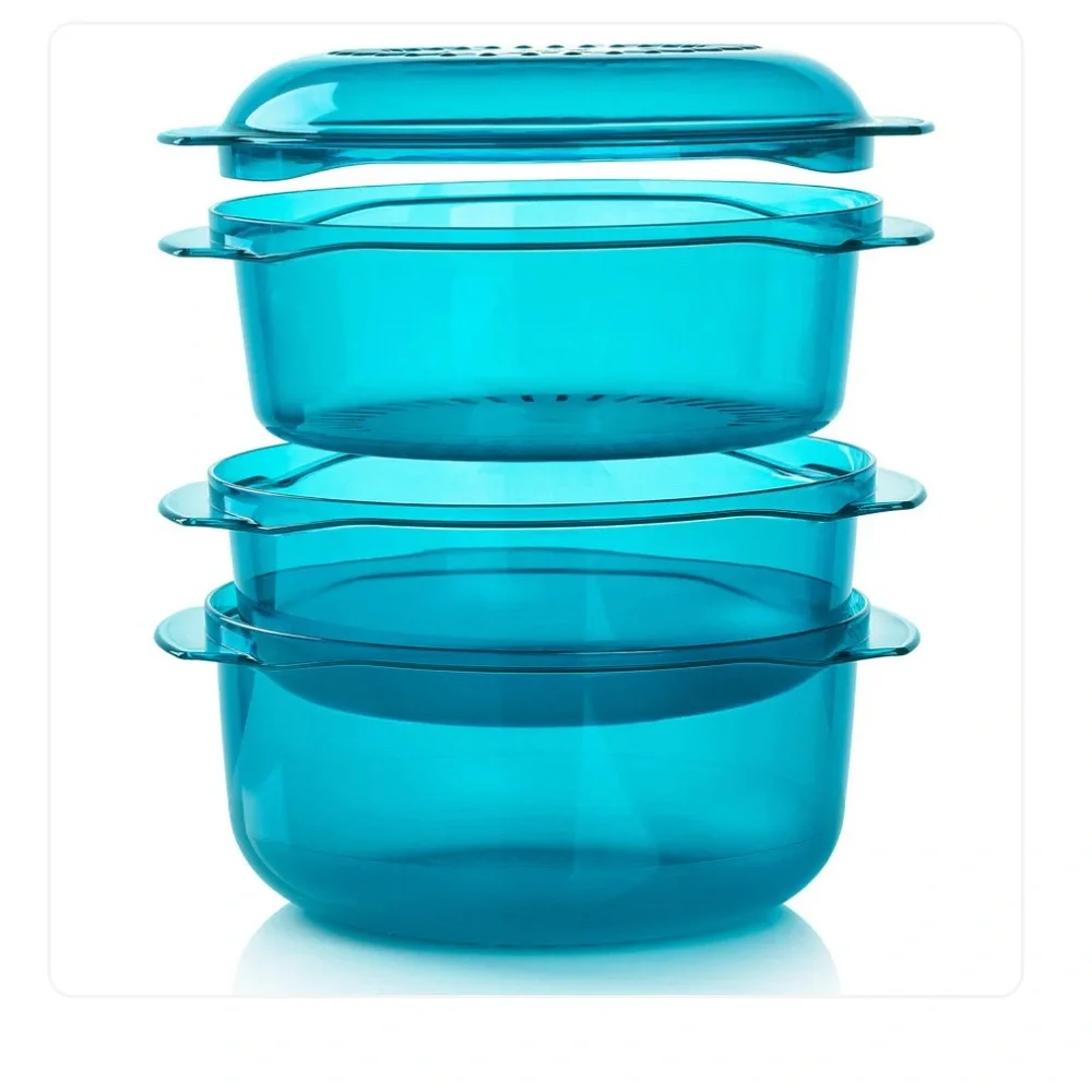 Tupperware TupperWave Stack Cooker set in dark blue‎ Blue Roasting Dish Set new